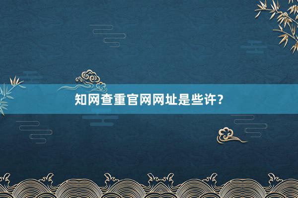 知网查重官网网址是些许?